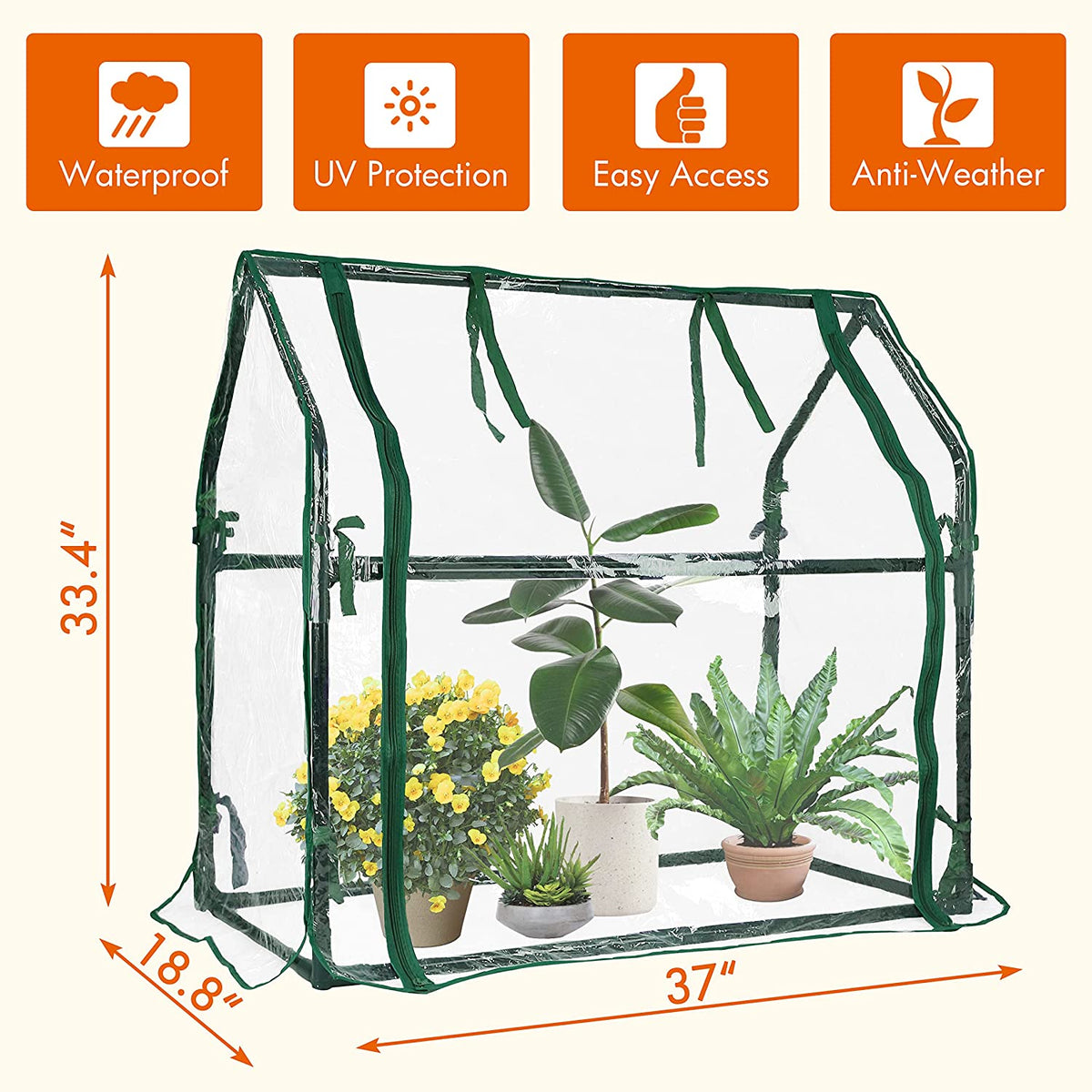 Gardzen Mini Greenhouse with PVC Cover 37