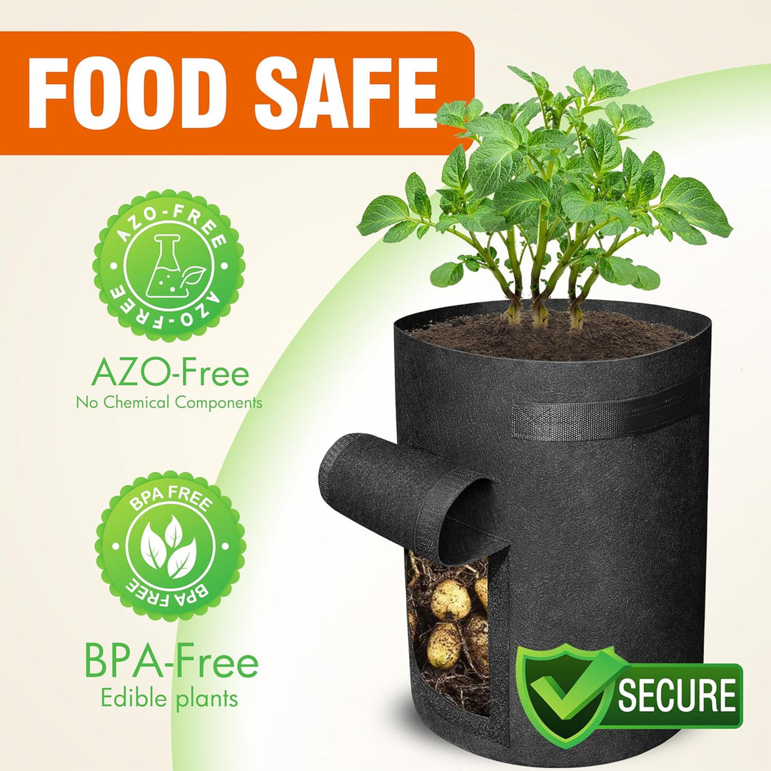 potato grow planter bag Gardzen 6 Pack 10 Gallon Potato Grow Bags