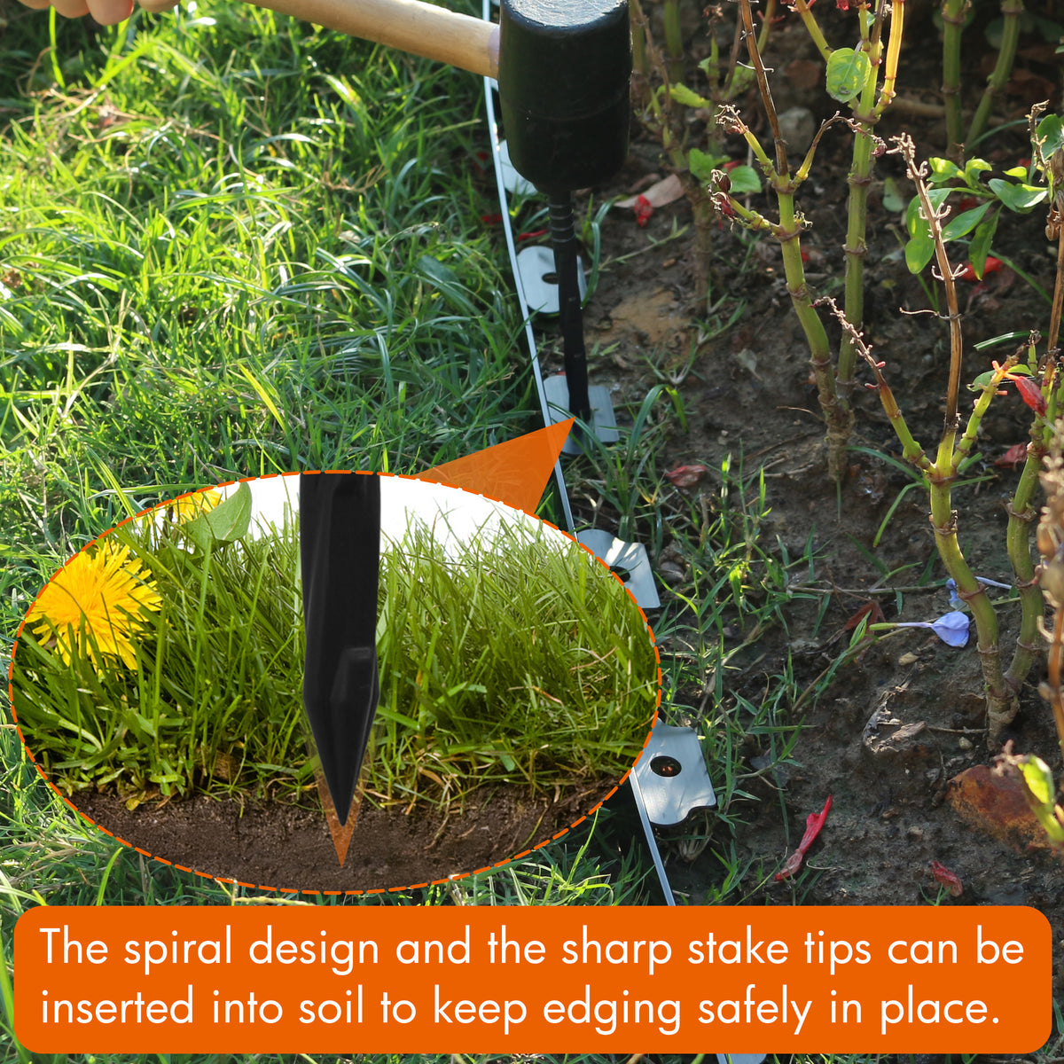 Gardzen Landscape Edging Anchoring Spikes, 6 inches Yard Lawn Paver Ed