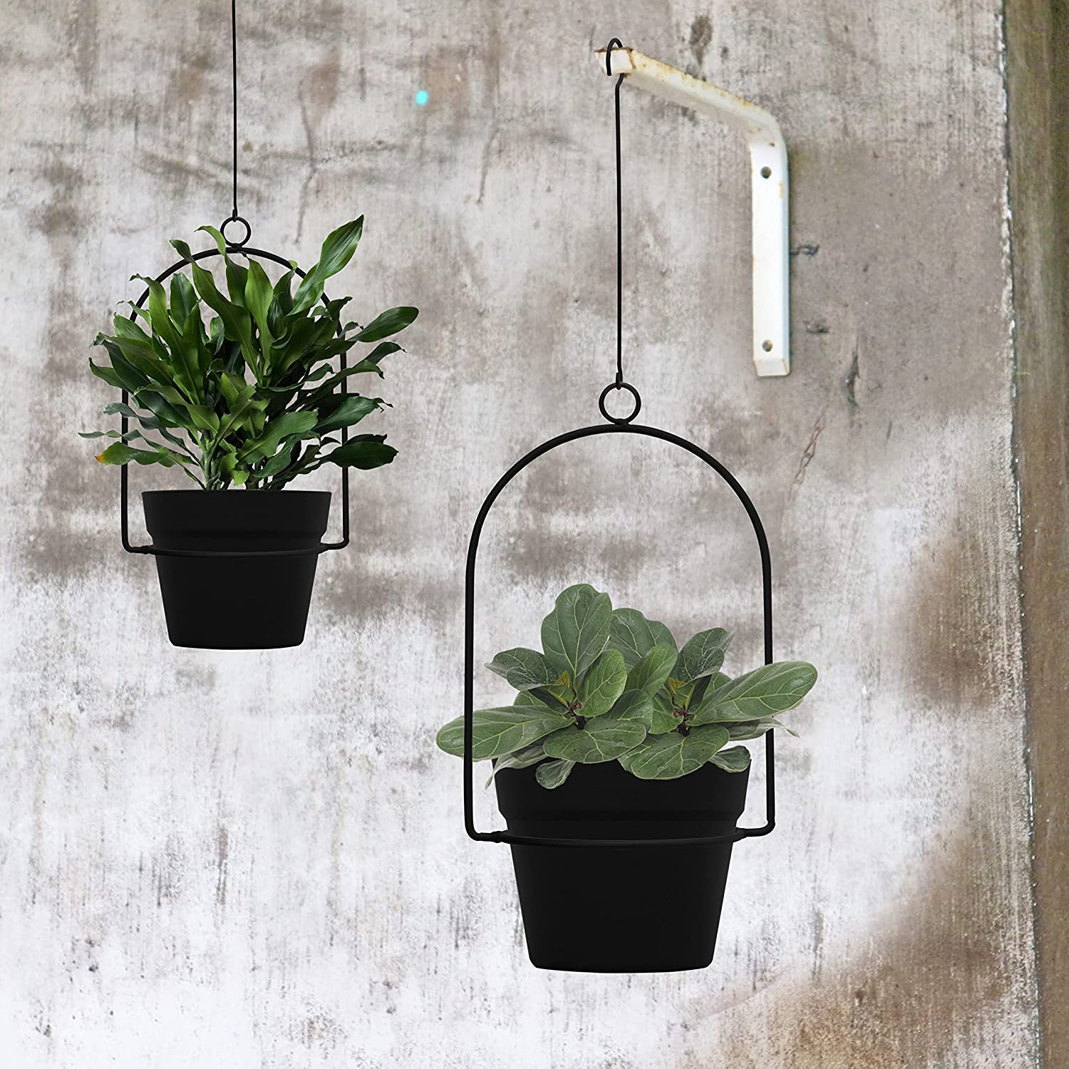 small black hanging planter Gardzen 3 Packs Hanging Wall Planters