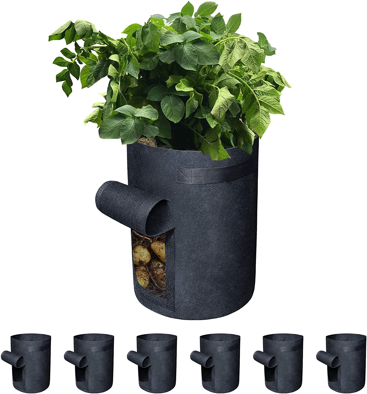 Gardzen 10&20 Packs Garden Pots, Fabric Plastic Plant Pots