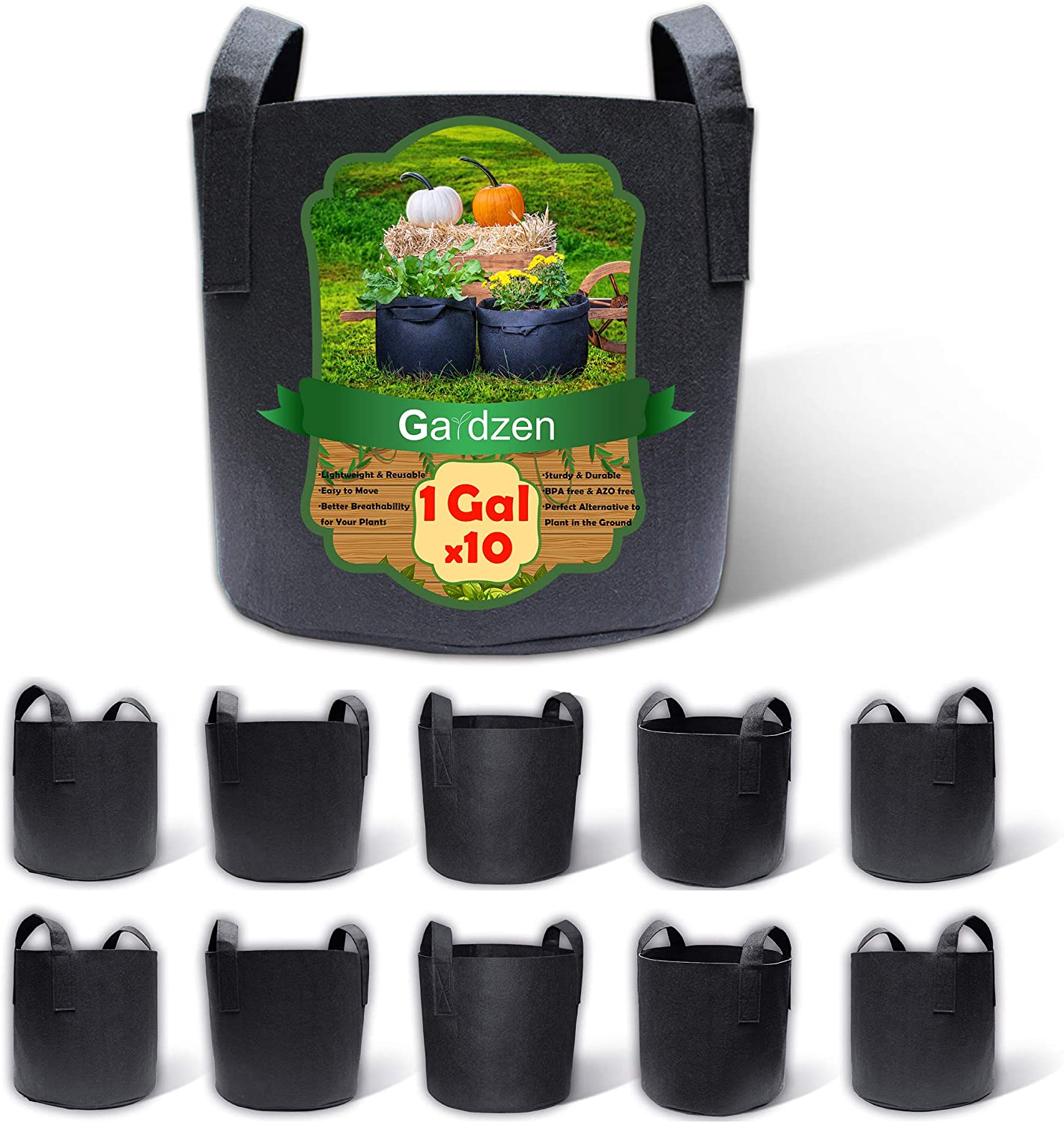 Gardzen 10&20 Packs Garden Pots, Fabric Plastic Plant Pots