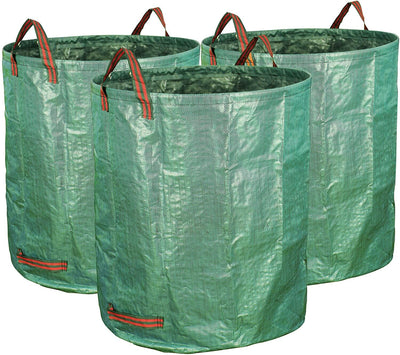 Tespher Professional 3-Pack 63 Gallons Lawn Garden Bags (D31, H19 inches) Reusable Yard Waste Bags with Gardening Gloves - Standable Leaf Bags,Yard
