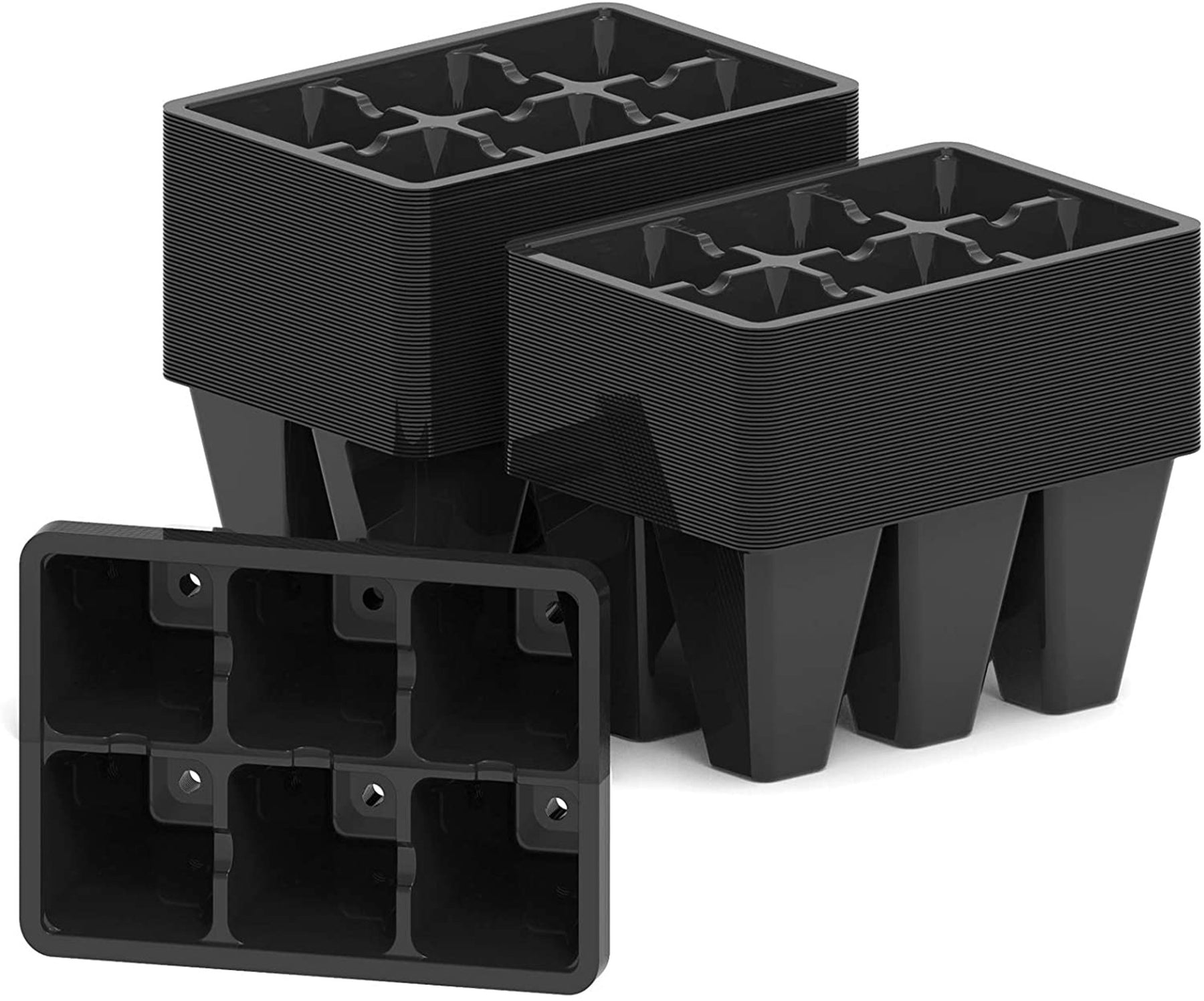 6 Cell Recyclable Grey Plastic Plant Tray
