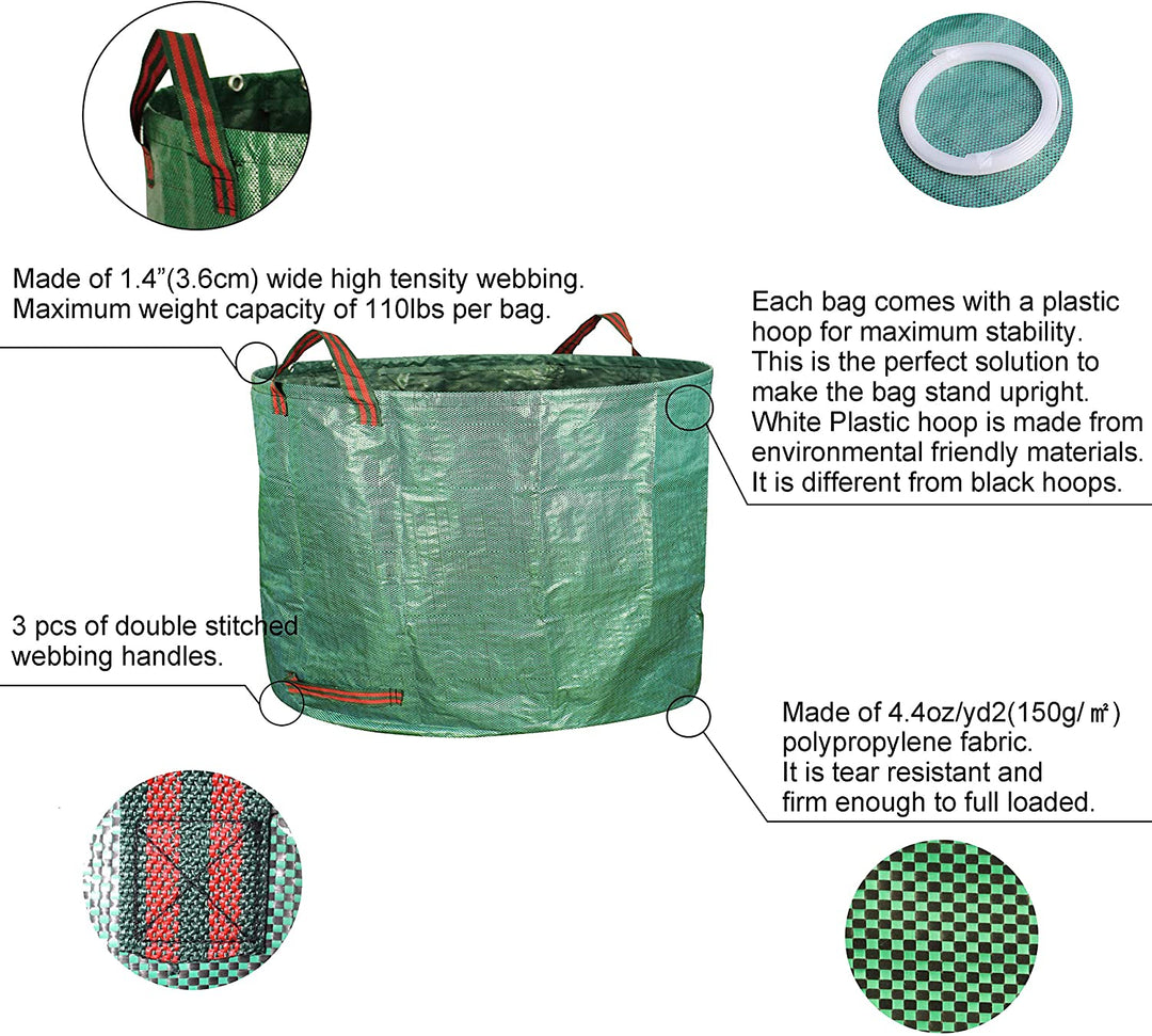 Optimal Products Heavy Duty Waterproof Garden Waste Sacks - 100L, 200L, 300L Reusable Bags