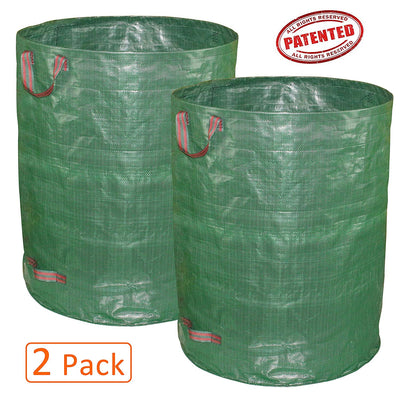 Pilntons 2 Pack 32 Gallons Reusable Yard Waste Bags with Zipper Lid Garden  Waste Bags with 4 Handles Outdoor Heavy Duty Gardening Lawn Leaf Bags Large