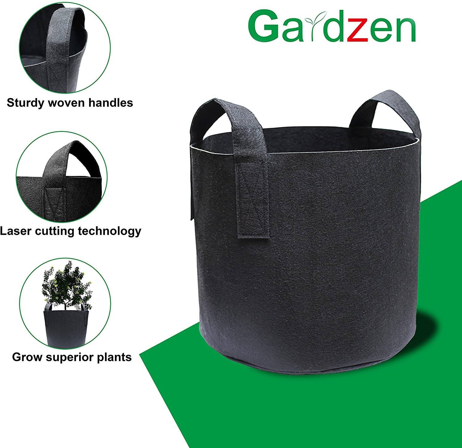 UNIE 2 Pack 50 Gallon Grow Bags, Heavy Duty Planting Bags Garden  Containers, Felt Fabric Pots for Plant Growing Indoor Outdoor (Green),  222214ND3S