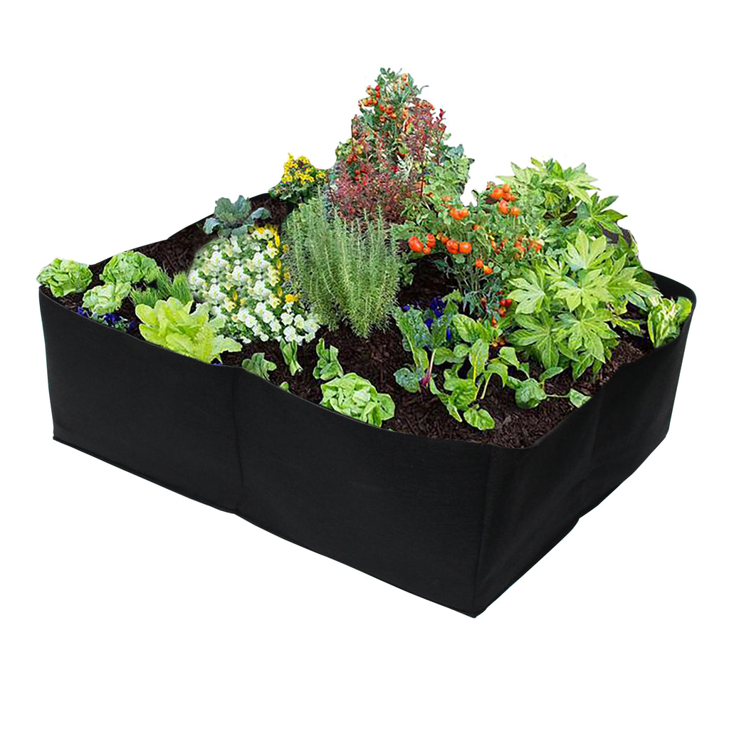 Grow Bag, Fabric Raised Garden Bed, Square Plant Grow Bags, Large Durable Rectangular Reusable Breathe Cloth Planting Container for Vegetable, 4 Grids