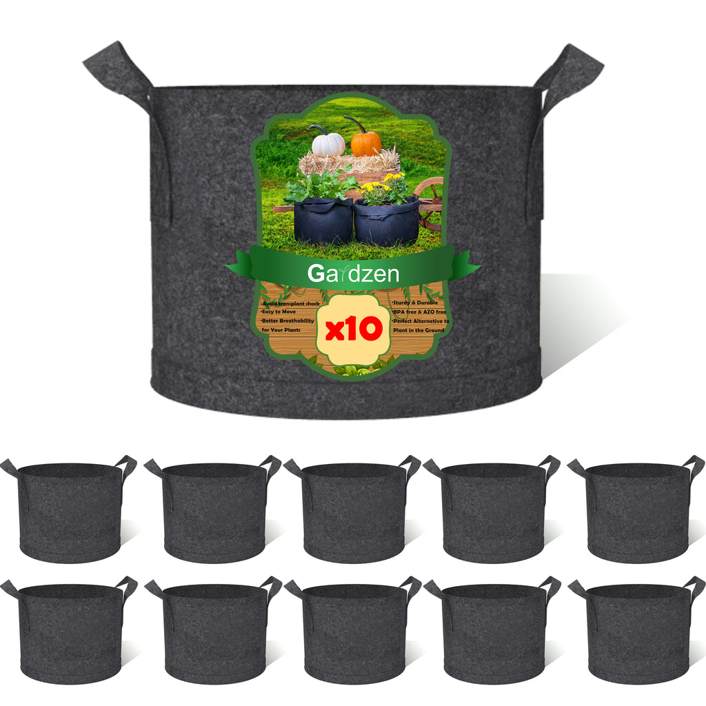 Plant Grow Bags, 2 Pack Fabric Raised Planting Bads, 3 Holes